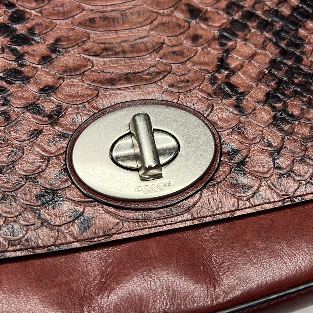 Coach Leather Crossbody Python Embossed Handbag - image 8